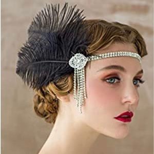 Black and Diamond Flapper Headband